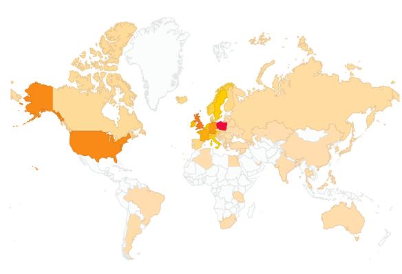 Mapa świat blog odwiedziny marzec 2014